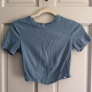 Blue XS Ribbed Cropped Women's Top